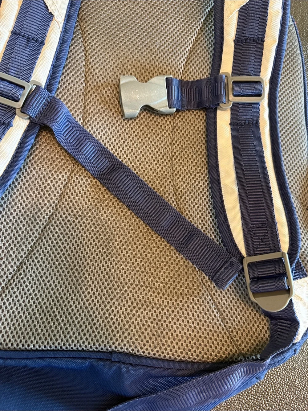 Pottery Barn Kids Mackenzie 3-D Navy & Cream Baseball Stitch Backpack